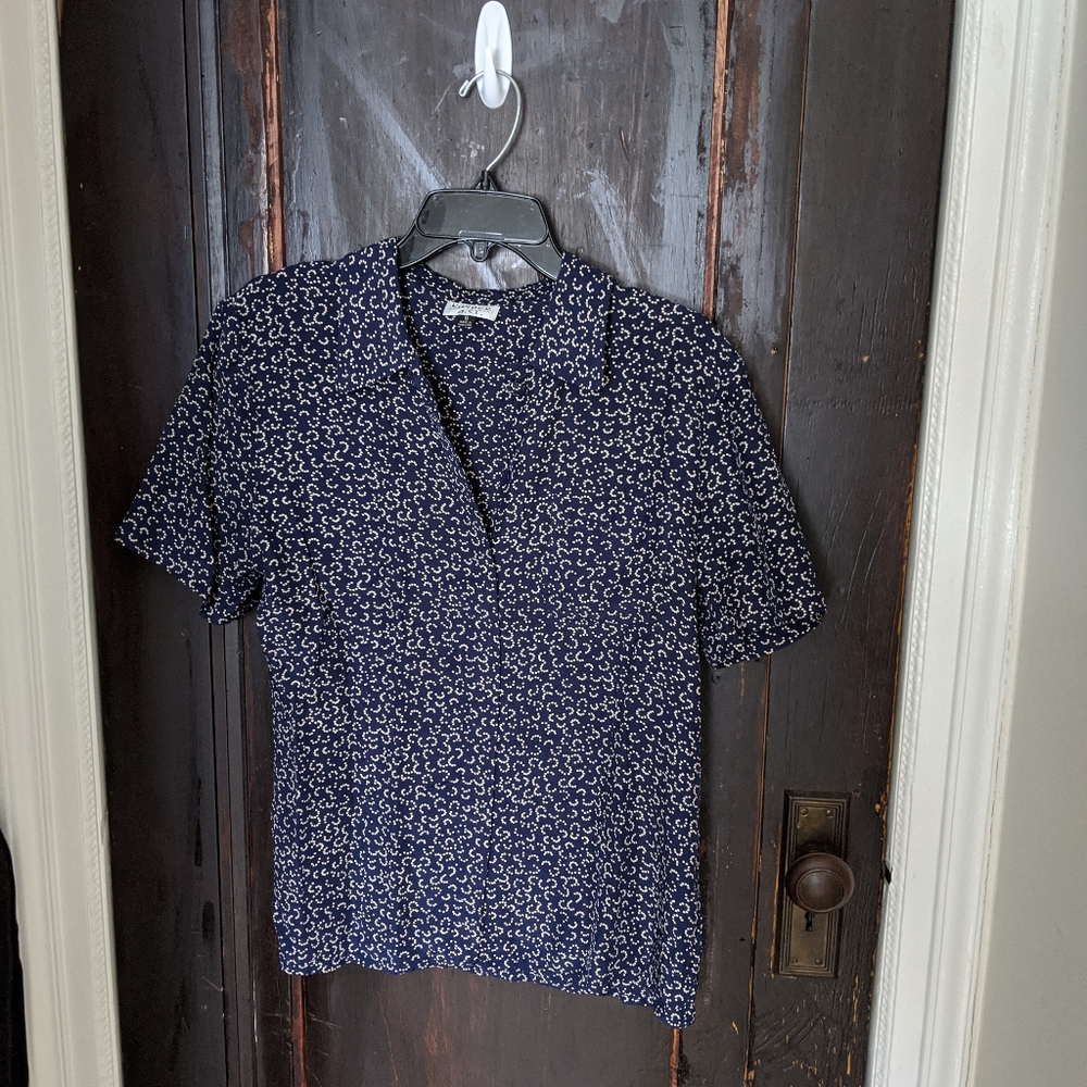Vintage blue geometric button down
